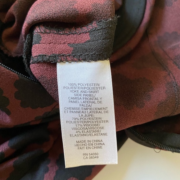 Rachel Roy Fitted Pencil Dress In Burgundy & Black Print - Picture 8 of 8